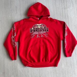 -Vintage Gildan  Dodge Hemi ‎ Lighting Red Pullover Hoodie Mens XL  Grunge Y2K